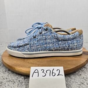 Twisted X Womens 9.5M Kicks Blue White Plaid ecoTweed Casual Loafer Sneaker